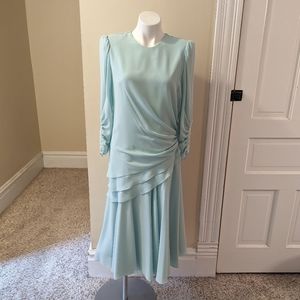 Vintage Regina Bianca pale blue formal dress with lace and petal detail size 12